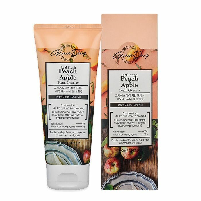 Пенка для умывания с экстрактами персика Grace Day Real Fresh Peach & Apple Foam
